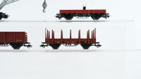 Märklin H0 Konvolut Hochbordwagen,Rungenwagen,Niederbordwagen, Kranwagen blau DB