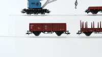 Märklin H0 Konvolut Hochbordwagen,Rungenwagen,Niederbordwagen, Kranwagen blau DB