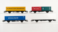 Märklin H0 Konvolut Containertragwagen mit Container (Im Dienste für den Umweltschutz, Hanjin, "K" Line, UASC) DB