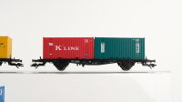 Märklin H0 Konvolut Containertragwagen mit Container (Im Dienste für den Umweltschutz, Hanjin, "K" Line, UASC) DB