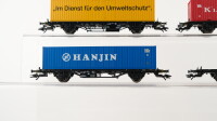 Märklin H0 Konvolut Containertragwagen mit Container (Im Dienste für den Umweltschutz, Hanjin, "K" Line, UASC) DB