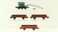 Märklin H0  Konvolut Niederbordwagen, Kranwagen blau DB