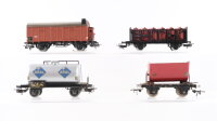 Märklin H0 Konvolut Kesselwagen (Aral), Kipplore, Gedeckter Güterwagen mit Bremserhaus, Säurefaßwagen, DB/Länderbahn