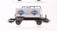 Märklin H0 Konvolut Kesselwagen (Aral), Kipplore, Gedeckter Güterwagen mit Bremserhaus, Säurefaßwagen, DB/Länderbahn