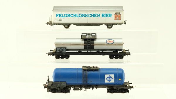 Roco H0 Konvolut Bierwagen (Feldschlösschen Bier), Kesselwagen (Aral, Esso) DB, SBB-CFF