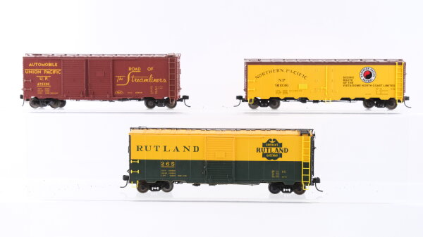 Trix H0 Konvolut Box-Car ( NP 91036, UP 475350, Rutland 265) USA