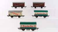 Fleischmann H0 Konvolut gedeckter Güterwagen (heineken Bier, Seefische, Stückgut-Schnellverkehr) DB,NS