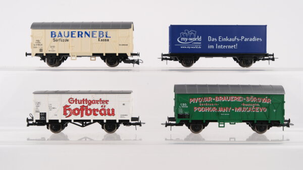 Roco H0 Konvolut Güterwagen gedeckter Güterwagen (Bauernebl,Pivovar Brauerei,Stuttgarter Hofbräu), Containerwagen (MyWorld) CSD,MAV,DB,u.a.