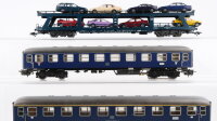 Märklin H0 Konvolut Personenwagen 1.Kl. BR 518010-40167-8 + BR 11853, Autotransportwagen mit 8 Autos DB