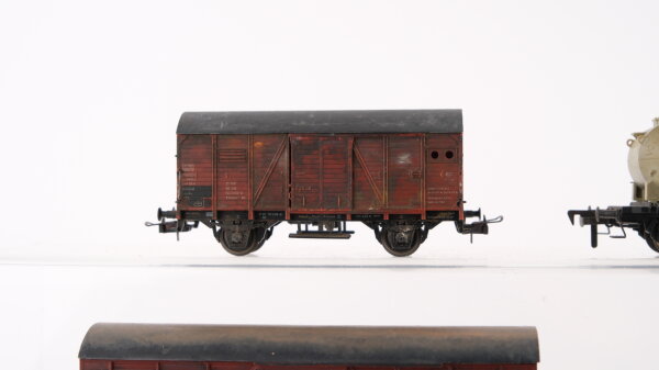 Unbekannt H0 Konvolut Kühlwagen (Spatenbräu), Gedeckter Güterwagen, Containertragewagen mit Silos, Klappdeckelwagen, DB/DR