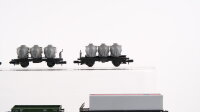 Arnold N Konvolut Güterwagen Drehschemelwagen mit Bremserhaus und Ladung Baumstämme, Containerwagen (DB), Flachwagen leer, Niederbordwagen grün, Flachwagen mit Ladung (Von nHaus zu Haus) DB,u.a.