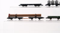Arnold N Konvolut Güterwagen Drehschemelwagen mit Bremserhaus und Ladung Baumstämme, Containerwagen (DB), Flachwagen leer, Niederbordwagen grün, Flachwagen mit Ladung (Von nHaus zu Haus) DB,u.a.
