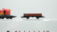 Minitrix N Konvolur Güterwagen Silowagen 4-achsig, Niederbordwagen, Schwerlastwagen 4-achsig (Rungen defekt), Kranwagen rot mit Niederbordwagen braun, Rungenwagen DB, u.a.
