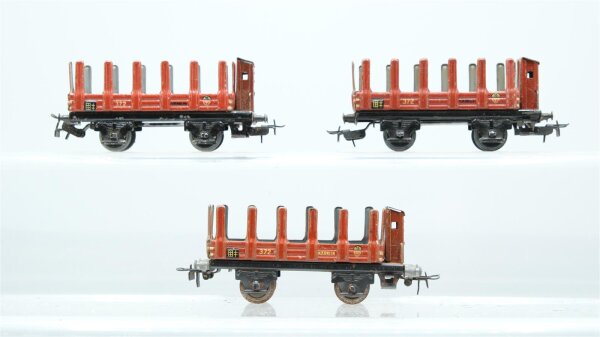 Märklin H0 Konvolut 372 Rungenwagen mit Bremserhaus, DRG (altes Blechmodell)