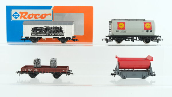 Unbekannt/Roco H0 Konvolut Kesselwagen (Shell), Kipplorenwagen, Niederbordwagen mit Ladung, Kühlwagen (Roco Line) DR, u.a.