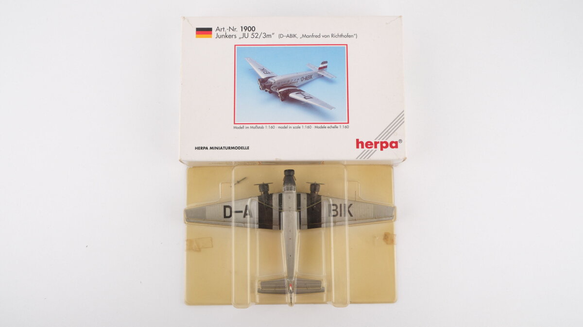 新品Herpa Junkers Ju 52/3m 1/160 絶版 D-ABIK 新品Herpa Junkers Ju 52/3m 1/160 絶版 D-ABIK