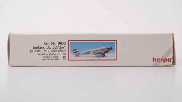 Herpa 1900 Junkers JU 52/3m D-ABIK 