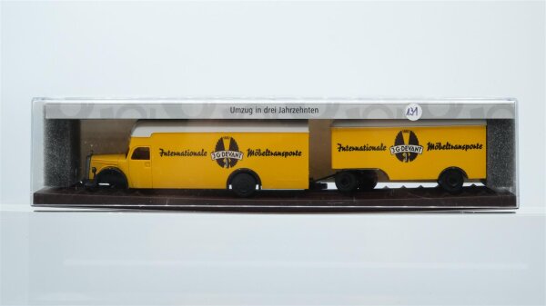 Brekina H0 018356 Mercedes-Benz L 6600 Möbelzug "Internationale Möbeltransporte Devant" (Umzug in den 50er-Jahren)