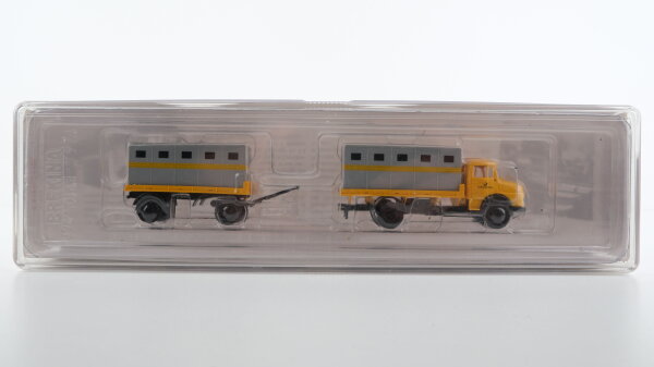 Brekina H0 010546 Mercedes-Benz L 322 Lastzug mit Plattformaufbau für Weber-Behälter Serie 17