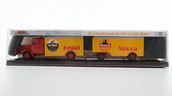 Brekina H0 1491374 Büssing 8000 Hängerzug "Erdal"