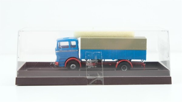 Brekina H0 Mercedes-Benz LKW Pritsche/Plane blau/grau/rot