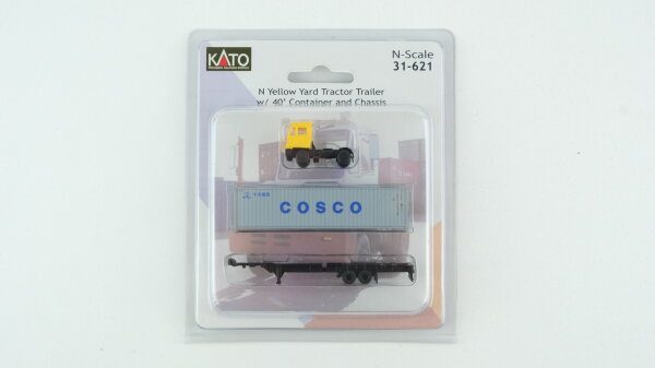 Kato N 31-621 Yellow Yard Tractor Trailer + 40 Container & Chassis