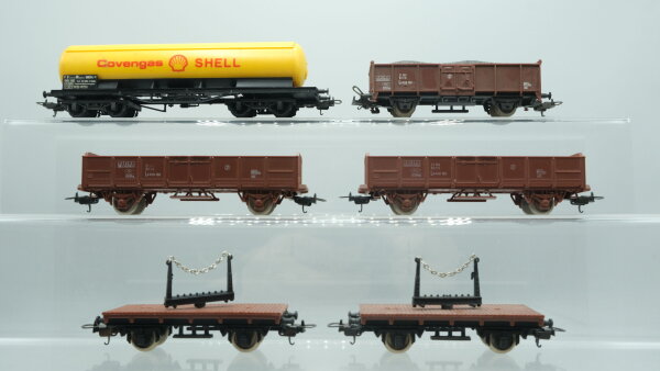 Lima H0 Konvolut Drehschemelwagen, Kesselwagen (Shell), Hochbordwagen, FS/u.a.