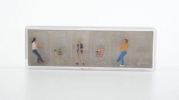 Preiser H0 10488 Kunden mit Einkaufswagen