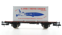 Märklin Spur 1 Flachwagen mit Container "The blue flame 25 Jahre Geschwindigkeits-Weltrekord" Treffen Sinsheim 1995