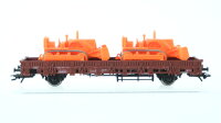 Märklin H0 Konvolut Niederbordwagen mit Baumaschienen Niederbordwagen Rungenwagen Niederbordwagen mit Plane DB