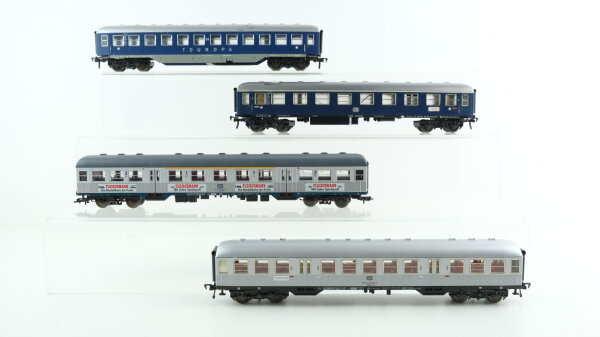 Fleischmann H0 Konvolut Personenwagen"Silberling" Personenwagen "Silberling 100 Jahre Fleischmann" Personenwagen blau DB (Dächer teilw. mit Lackschäden)