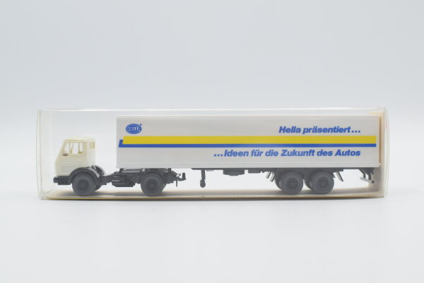 Wiking H0 25540 Mercedes-Benz Koffer-Sattelzug "Hella" weiß/blau/gelb