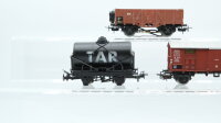 Märklin H0 Konvolut Offener Güterwagen mit Zugschlußlicht Gedeckter Güterwagen Kesselwagen "TAR" FS/Länderbahn