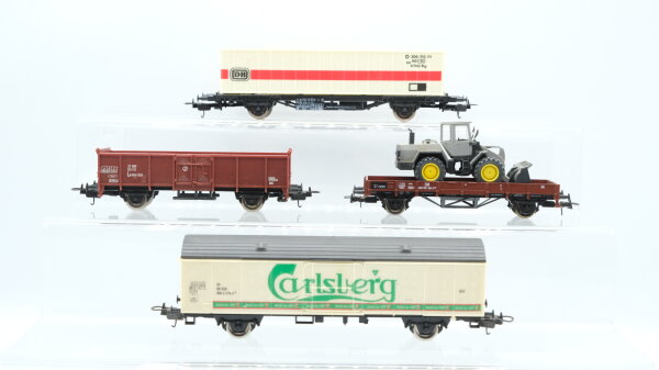 Lima H0 Konvolut Containertragewagen "DB" Kühlwagen "Carlsberg" Hochbordwagen Niederbordwagen mit Schaufelradlader DB/FS/DSB