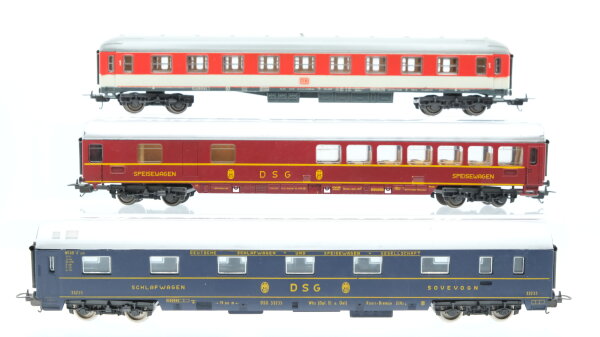Lima H0 Konvolut Speisewagen "DSG" rot Schlafwagen "DSG" blau Personenwagen 1.Kl. rot-grau DB/DSG