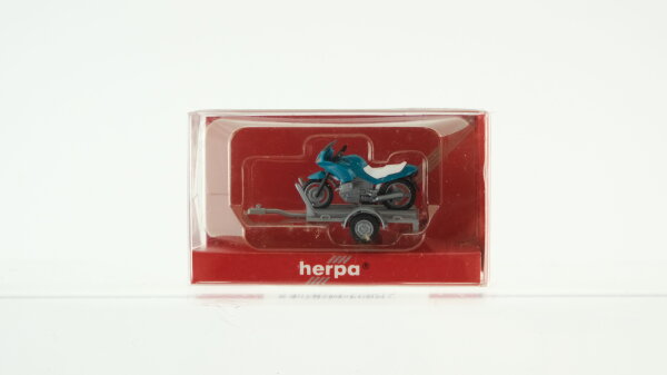 Herpa H0 050753 Autoanhänger mit Motorrad
