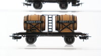 Märklin H0 Konvolut Hochbordwagen "311" Niederbordwagen mit Bremserhaus Drehschemelwagen mit Bremserhaus Kipploren Weinfasswagen Länderbahn (1 Puffer fehlt)