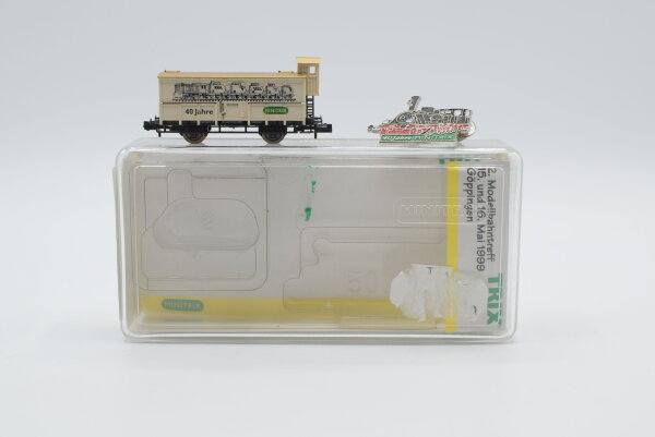 Minitrix N 15025 Werbewagen mit Ansteckpin "40 Jahre Minitrix"
