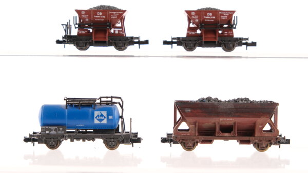 Roco N Konvolut Güterwagen Selbstentladewagen Kohlefüll., Talbot Schotterwagen Kohlefüll., Kesselwagen ARAL