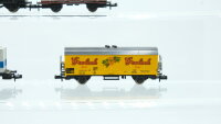 Fleischmann N Konvolut Güterwagen Drehschemelwagen mit Rohren, Kühlwagen Grolsch, Containerwagen WTA DB,NS,u.a.