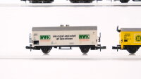 Minitrix N Konvolut Güterwagen Kühlwagen, Kesselwagen, Niederbordwagen, Klappdachwagen DB