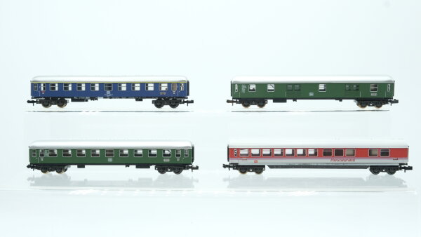 Minitrix N Konvolut Personenwagen Restaurantwagen Packwagen beleuchtet DB