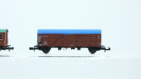 Minitrix N Gedeckte Güterwagen DB (Dächer teilw. bemalt)