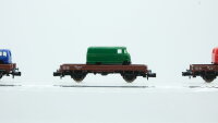Minitrix N Konvolut Niederbordwagen mit Fahrzeugen DB