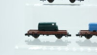 Minitrix N Konvolut Niederbordwagen mit Fahrzeugen DB