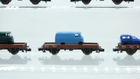 Minitrix N Konvolut Niederbordwagen mit Fahrzeugen DB
