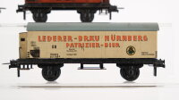 Trix Express H0 Konvolut Güterwagen gedeckter Güterwagen mit Bremserhaus, Kühlwagen mit Bremserhaus LEDERER BRÄU, 3 x Hochbordwagen mit Bremserhaus, Rungenwagen Alle Blech alt