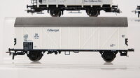 Unbekannt H0 Konvolut Güterwagen Hochbordwagen mit Kohle, Kühlwagen weiß, Kühlwagen mit Bremserhaus Gilden Kölsch, Kesselwagen BP DB