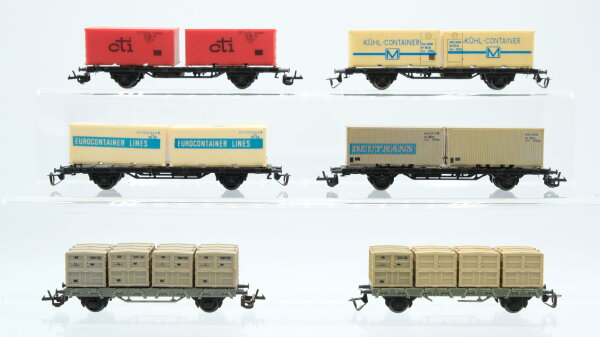BTTB TT Konvolut Güterwagen 4 x Containerwagen 2 Container, Behältertragwagen 4 Behälter DR
