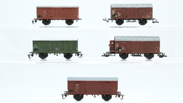 BTTB TT Konvolut Güterwagen gedeckte Güterwagen DR, CSD, MAV (1 Kupplung fehlt)